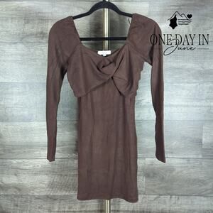 Edit by Nine Long Sleeve Bodycon Ribbed Mini Dress Size M